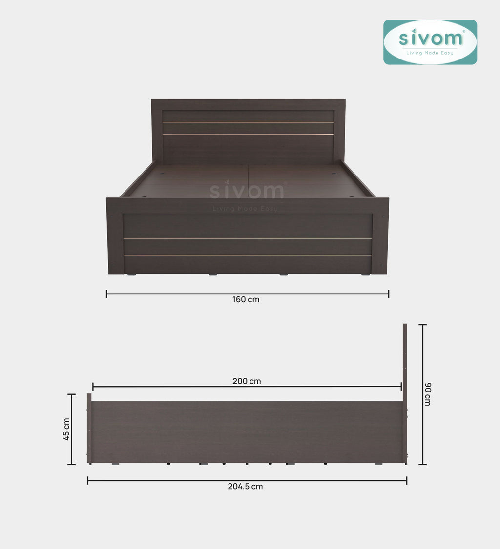 Sivom furniture SIVOM Scandi Bed with Storage Engineered Wood Queen Bed Engineered Wood King Bed (Delivery Condition - Knock Down)