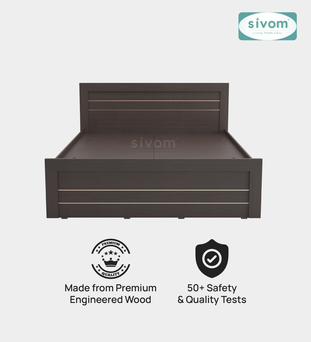 Sivom furniture SIVOM Scandi Bed with Storage Engineered Wood Queen Bed Engineered Wood King Bed (Delivery Condition - Knock Down)