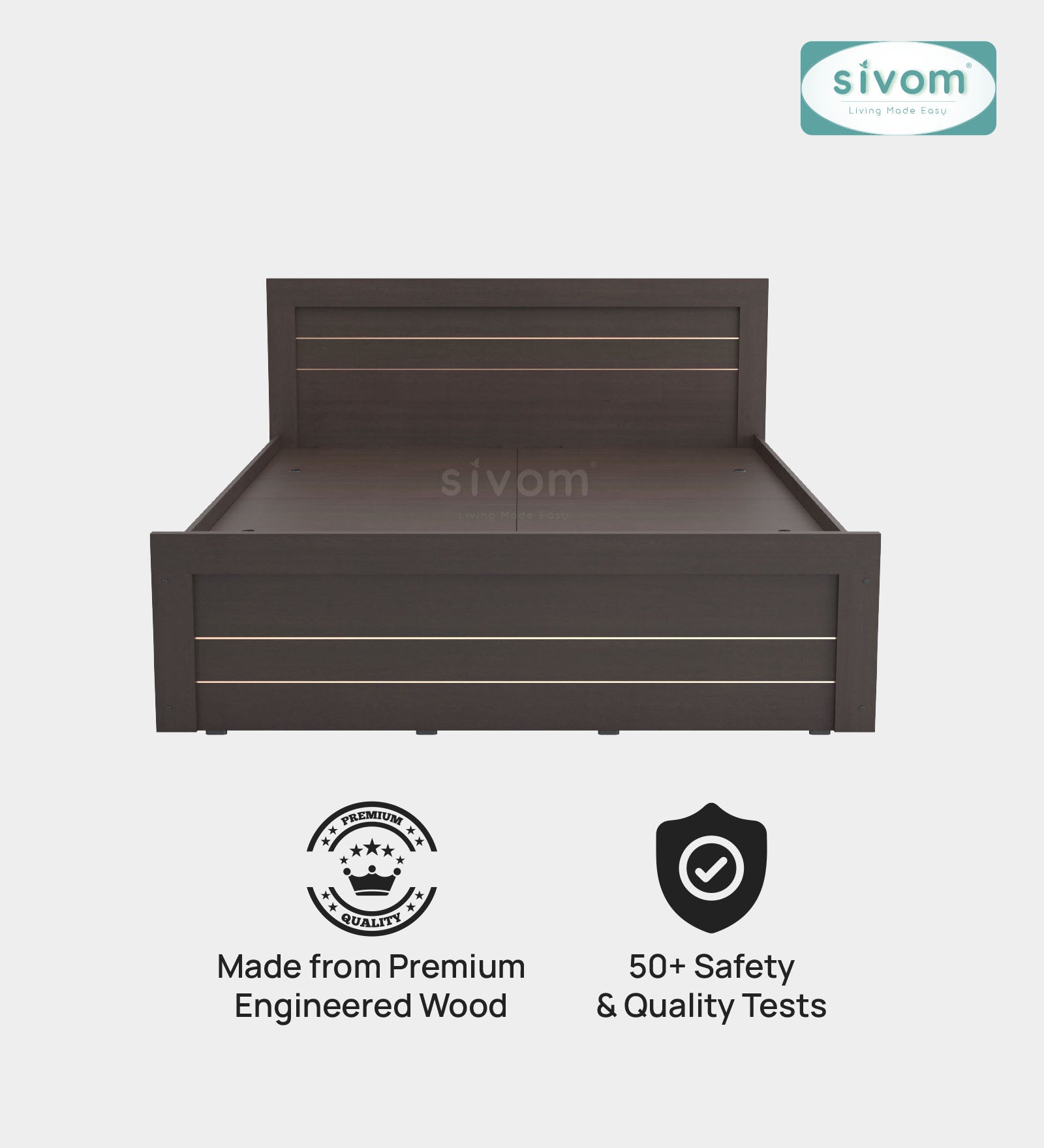 Sivom furniture SIVOM Scandi Bed with Storage Engineered Wood Queen Bed Engineered Wood King Bed (Delivery Condition - Knock Down)