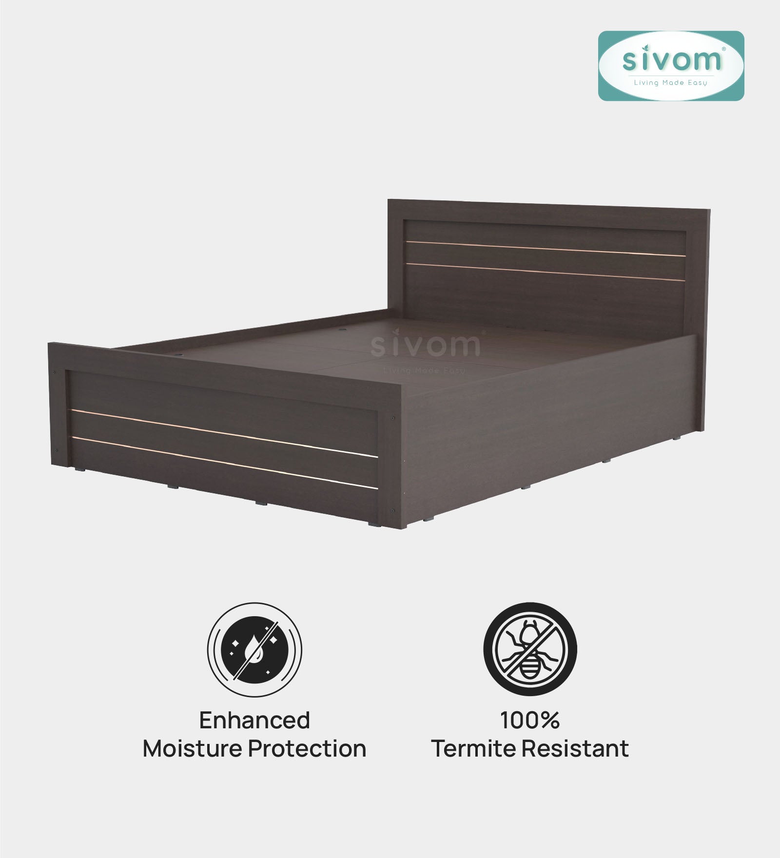 Sivom furniture SIVOM Scandi Bed with Storage Engineered Wood Queen Bed Engineered Wood King Bed (Delivery Condition - Knock Down)
