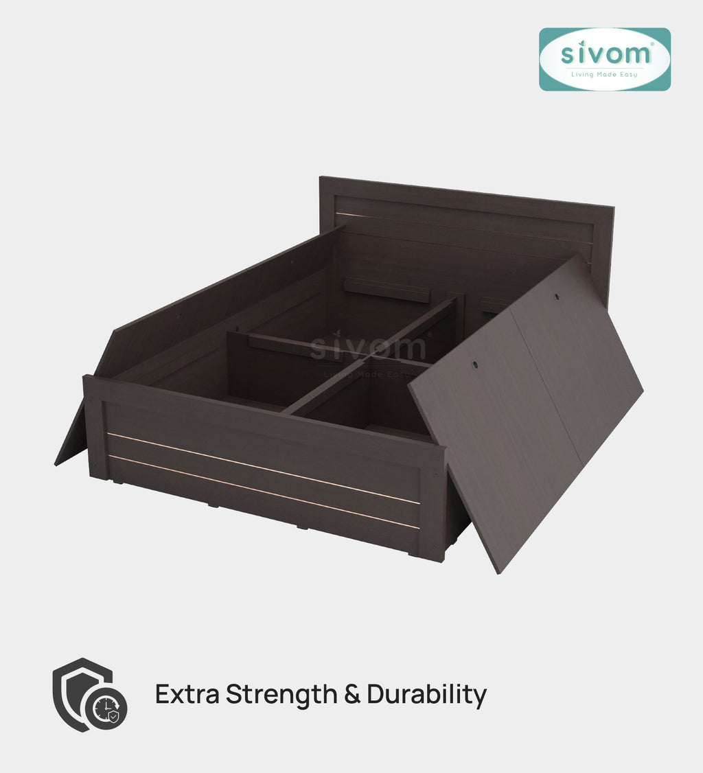 Sivom furniture SIVOM Scandi Bed with Storage Engineered Wood Queen Bed Engineered Wood King Bed (Delivery Condition - Knock Down)