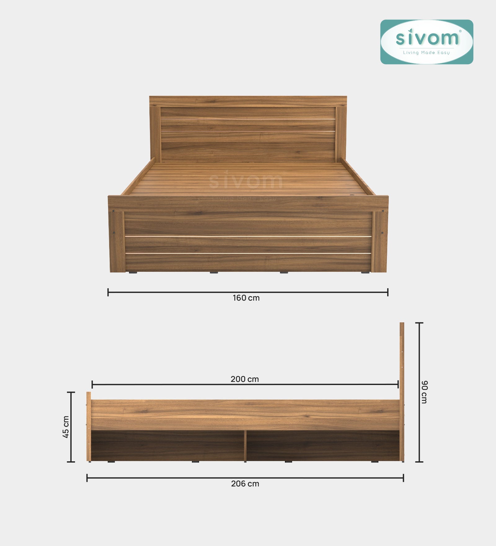 Sivom SIVOM Scandi Box Bed without Storage Engineered Wood Queen Bed for Modern Homes | Elegant Design & Premium Finish