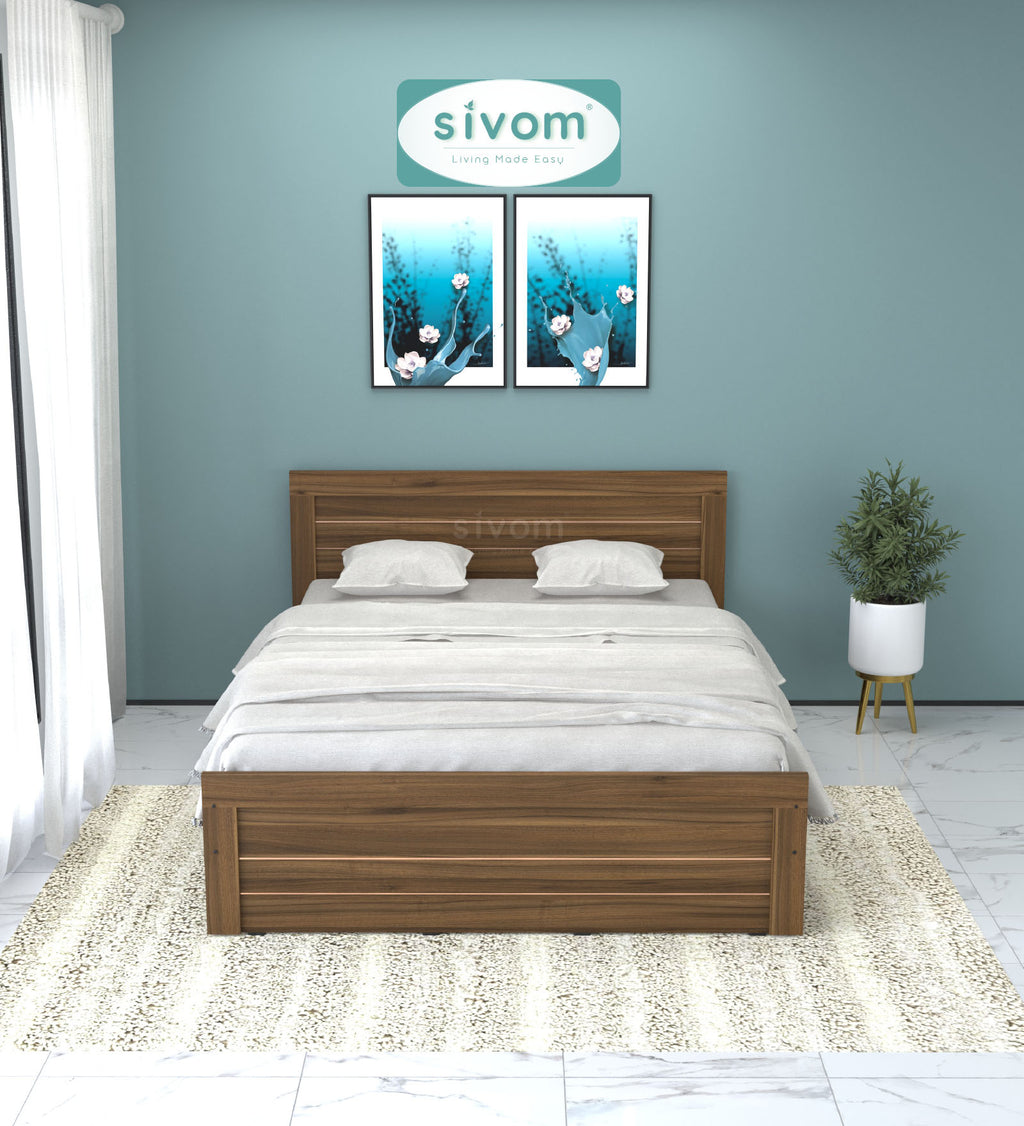 Sivom SIVOM Scandi Box Bed without Storage Engineered Wood Queen Bed for Modern Homes | Elegant Design & Premium Finish