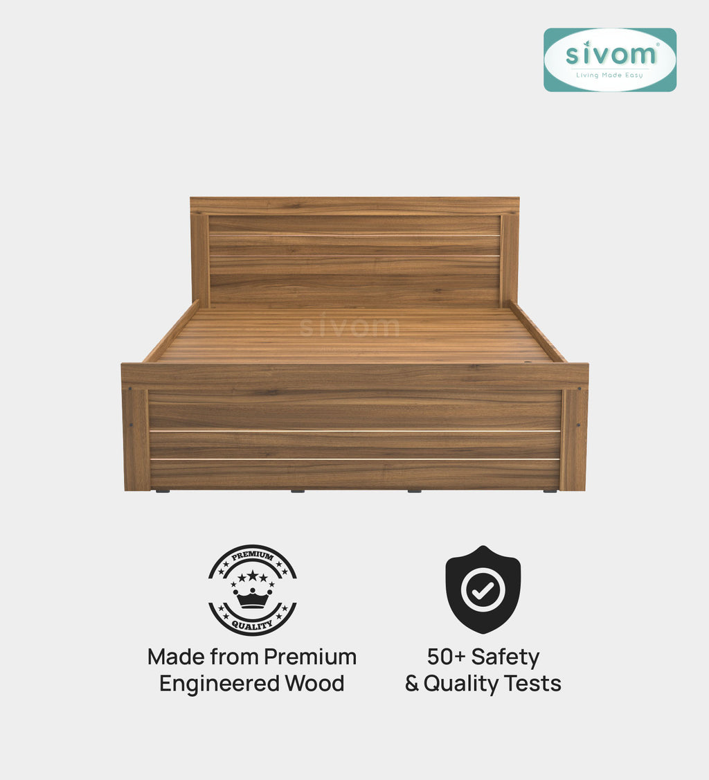 Sivom SIVOM Scandi Box Bed without Storage Engineered Wood Queen Bed for Modern Homes | Elegant Design & Premium Finish