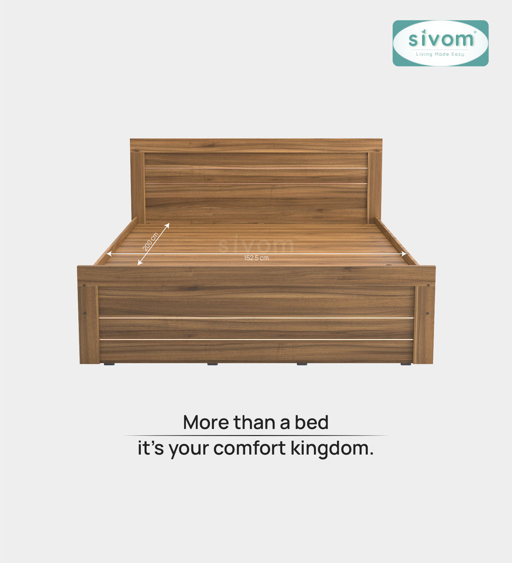 Sivom SIVOM Scandi Box Bed without Storage Engineered Wood Queen Bed for Modern Homes | Elegant Design & Premium Finish