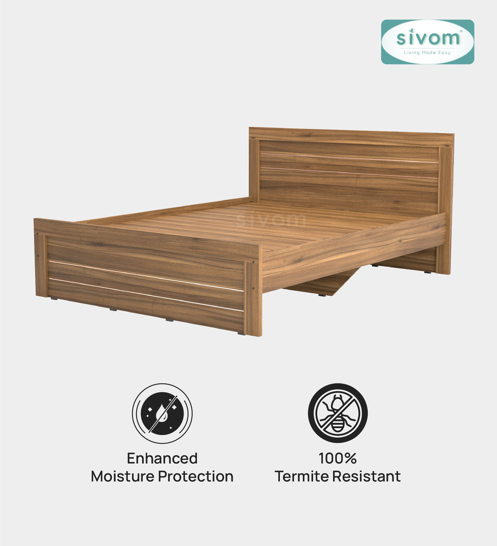 Sivom SIVOM Scandi Box Bed without Storage Engineered Wood Queen Bed for Modern Homes | Elegant Design & Premium Finish