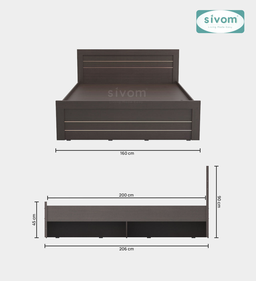 Sivom SIVOM Scandi Box Bed without Storage Engineered Wood Queen Bed for Modern Homes | Elegant Design & Premium Finish