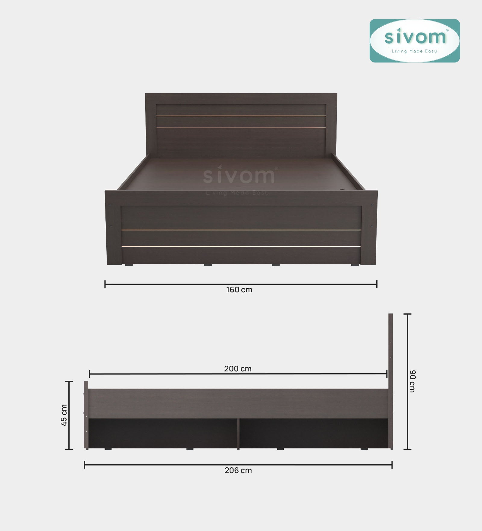 Sivom SIVOM Scandi Box Bed without Storage Engineered Wood Queen Bed for Modern Homes | Elegant Design & Premium Finish