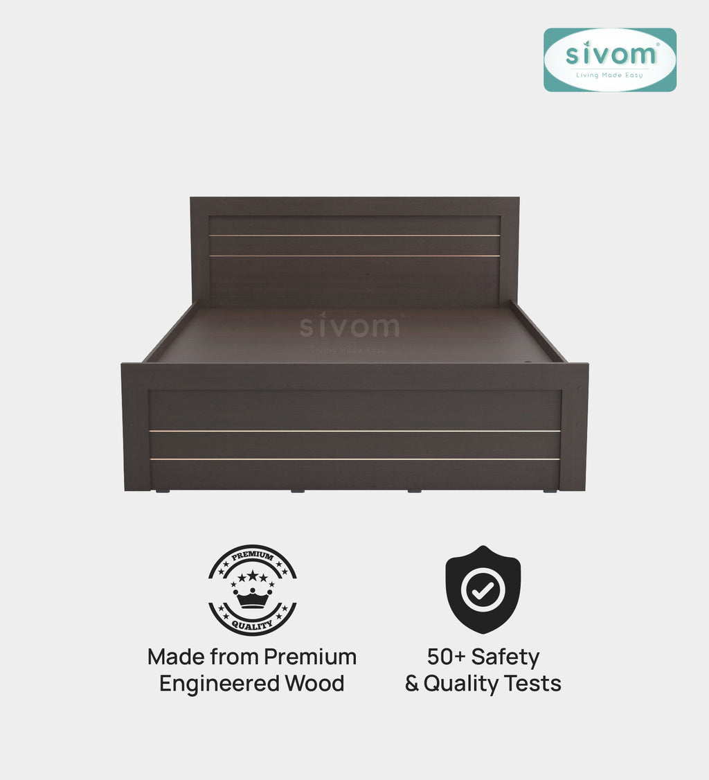 Sivom SIVOM Scandi Box Bed without Storage Engineered Wood Queen Bed for Modern Homes | Elegant Design & Premium Finish
