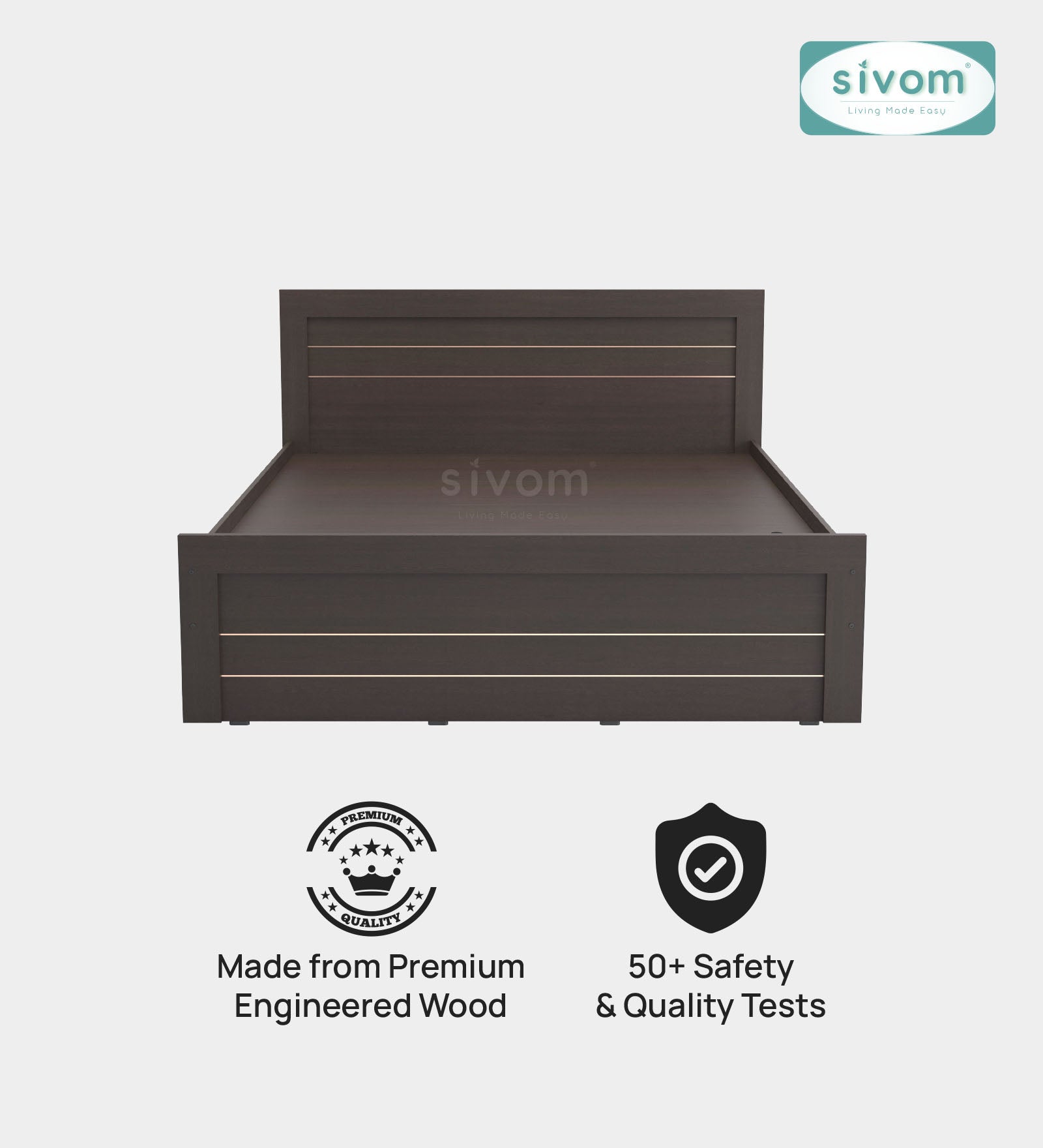 Sivom SIVOM Scandi Box Bed without Storage Engineered Wood Queen Bed for Modern Homes | Elegant Design & Premium Finish