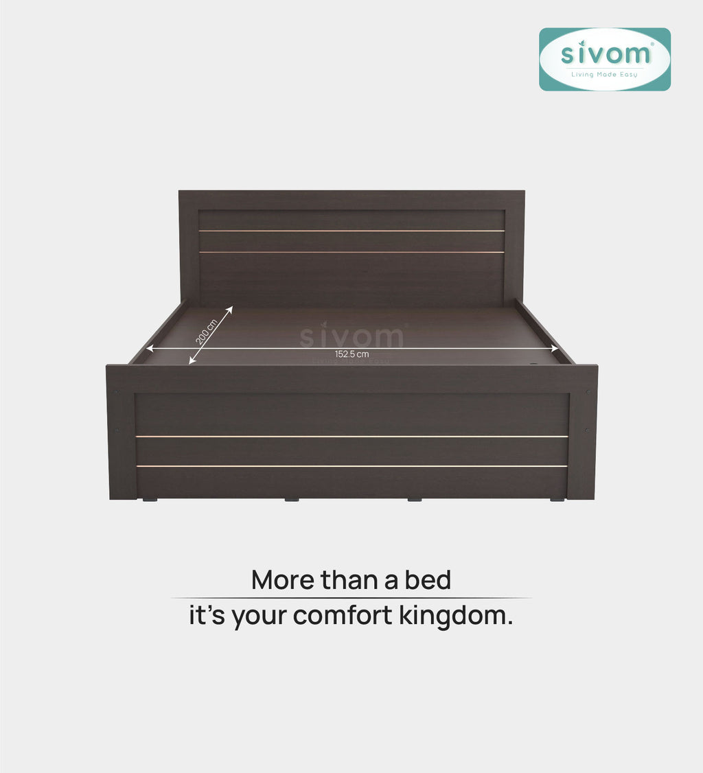 Sivom SIVOM Scandi Box Bed without Storage Engineered Wood Queen Bed for Modern Homes | Elegant Design & Premium Finish