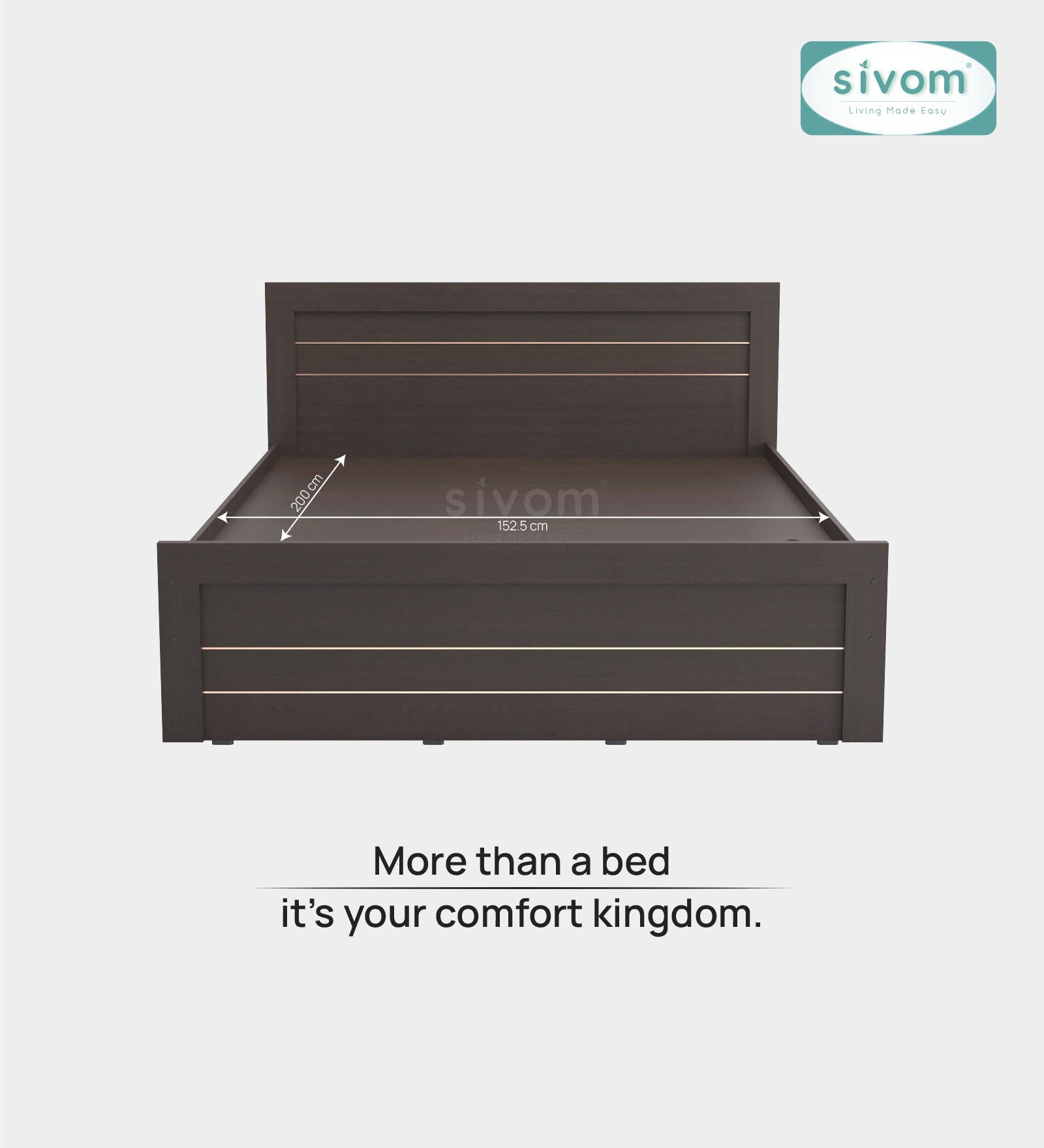 Sivom SIVOM Scandi Box Bed without Storage Engineered Wood Queen Bed for Modern Homes | Elegant Design & Premium Finish