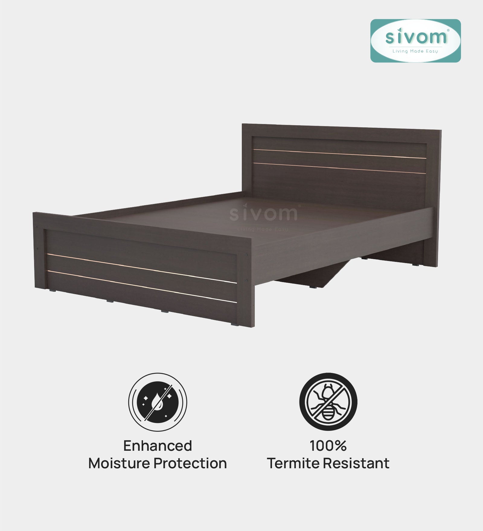 Sivom SIVOM Scandi Box Bed without Storage Engineered Wood Queen Bed for Modern Homes | Elegant Design & Premium Finish