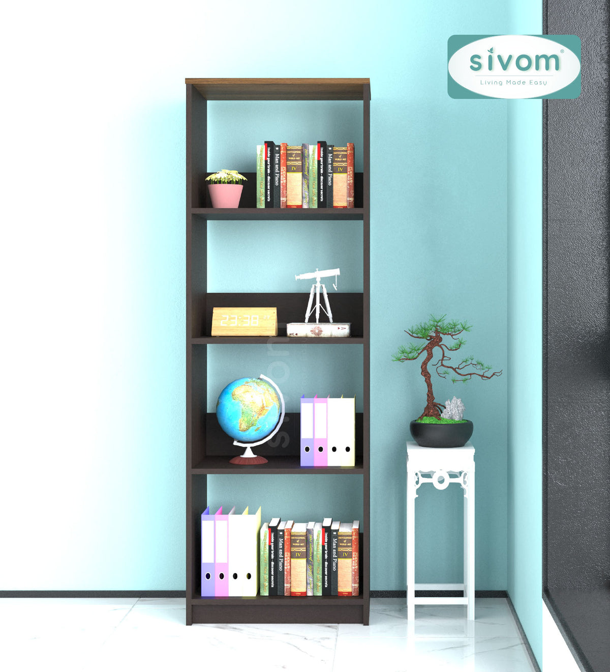 SIVOM Artisan Multipurpose Storage Drawer/Study/Home/Office Engineered Wood Close Book Shelf  for Modern Homes | Elegant Design & Premium Finish
