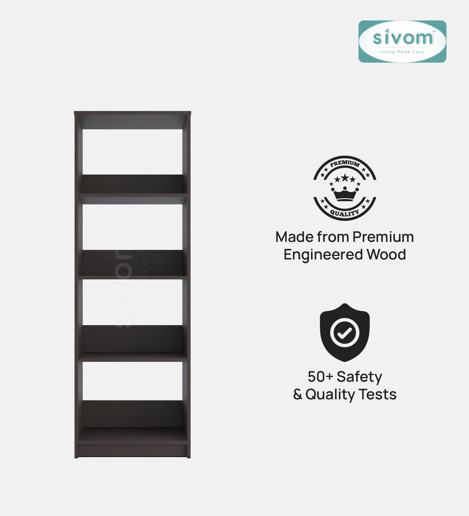 SIVOM Artisan Multipurpose Storage Drawer/Study/Home/Office Engineered Wood Close Book Shelf  for Modern Homes | Elegant Design & Premium Finish