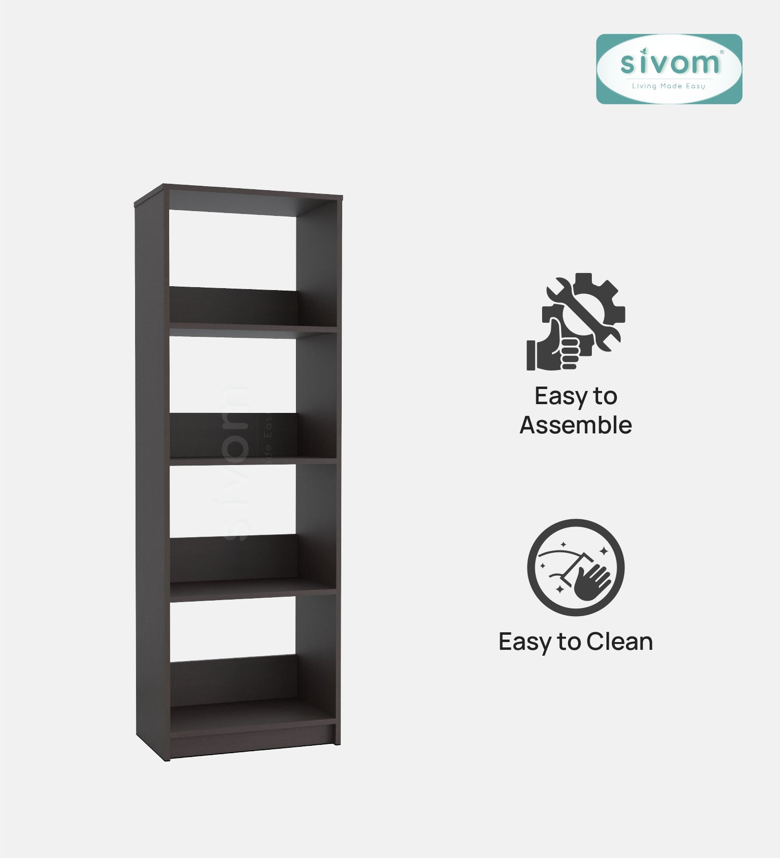 SIVOM Artisan Multipurpose Storage Drawer/Study/Home/Office Engineered Wood Close Book Shelf  for Modern Homes | Elegant Design & Premium Finish