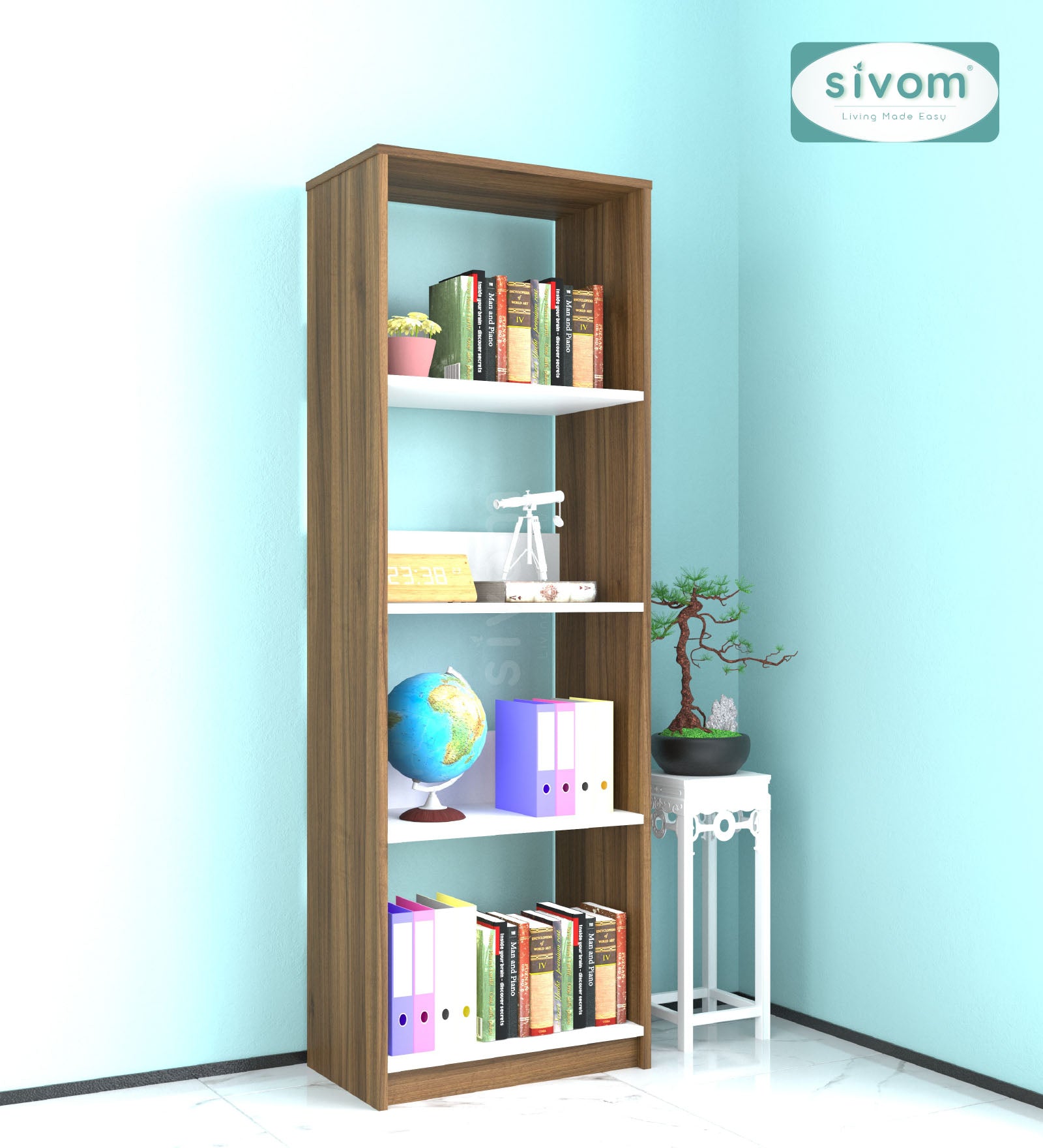 SIVOM Artisan Multipurpose Storage Drawer/Study/Home/Office Engineered Wood Close Book Shelf  for Modern Homes | Elegant Design & Premium Finish