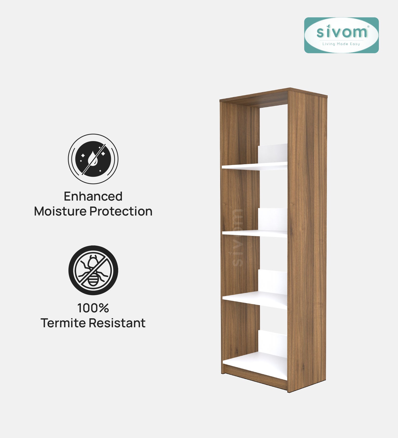SIVOM Artisan Multipurpose Storage Drawer/Study/Home/Office Engineered Wood Close Book Shelf  for Modern Homes | Elegant Design & Premium Finish