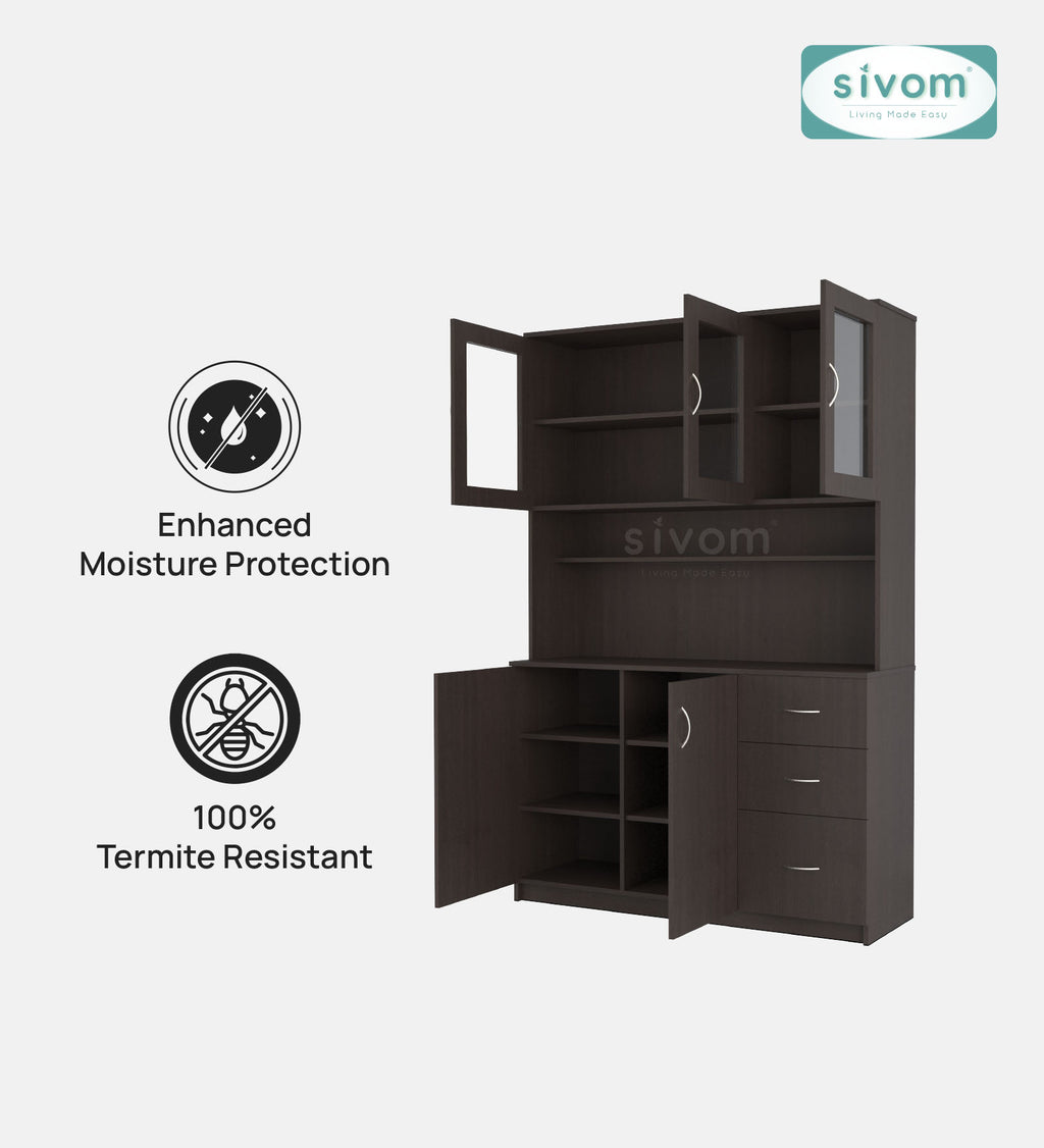 SIVOM Arya Crockery Engineered Wood Unit for Modern Homes | Elegant Design & Premium Finish