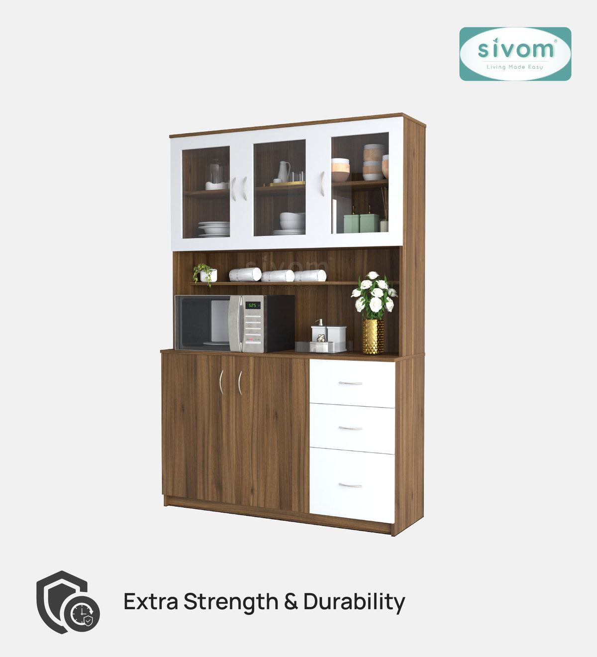 SIVOM Arya Crockery Engineered Wood Unit for Modern Homes | Elegant Design & Premium Finish