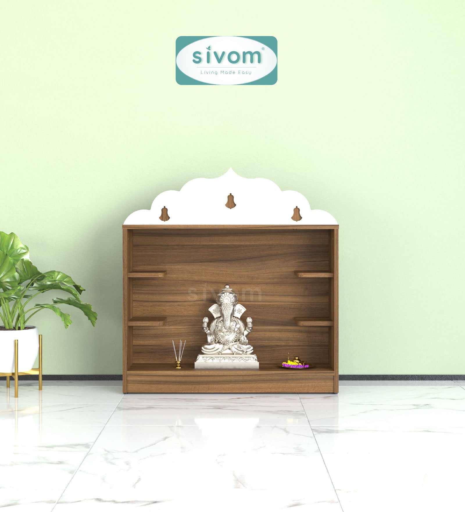 Sivom SIVOM Prime Small Home Temple/Pooja Unit/Home Mandir/ Engineered Wood Home Templefor Modern Homes | Elegant Design & Premium Finish
