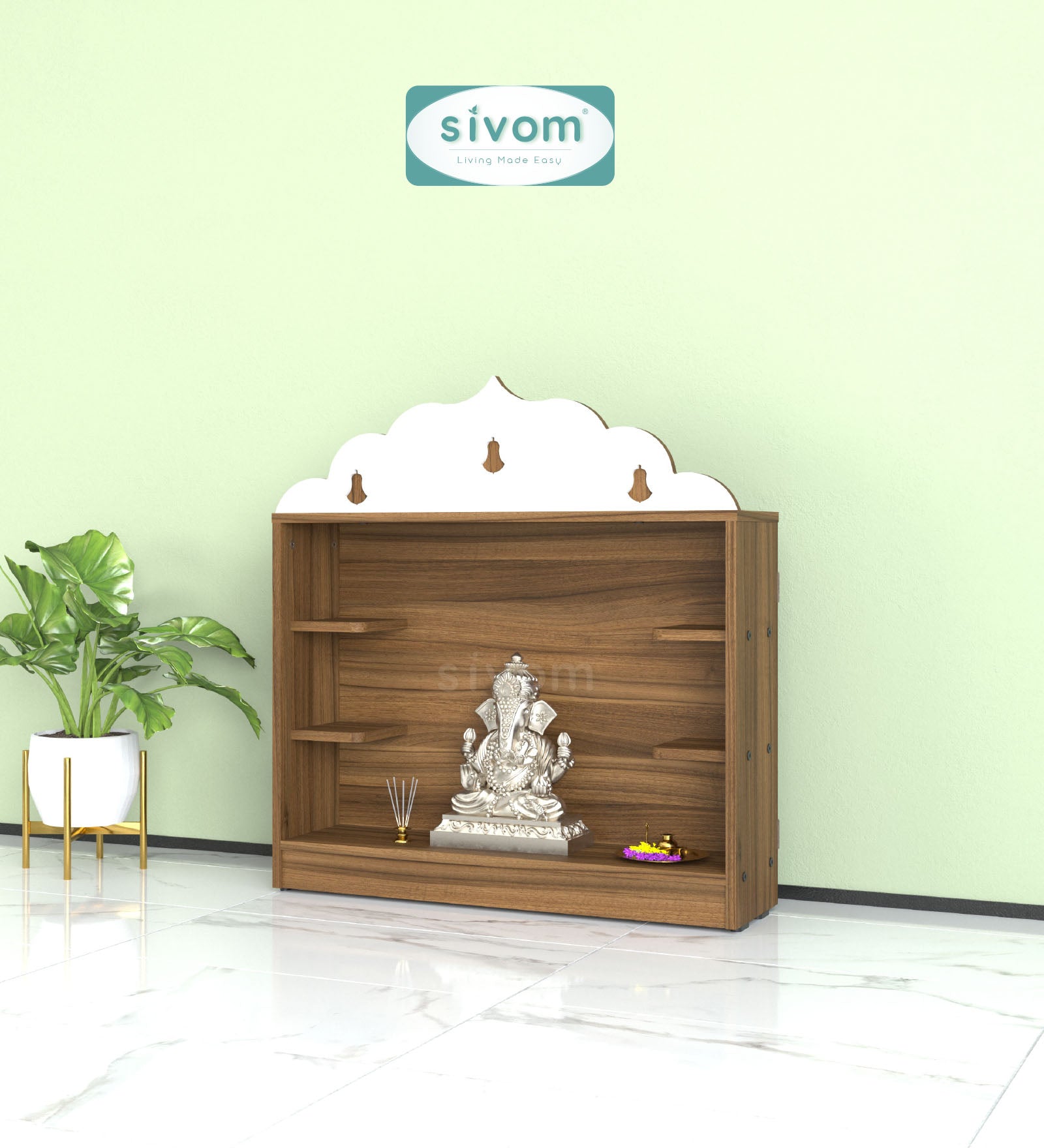 Sivom SIVOM Prime Small Home Temple/Pooja Unit/Home Mandir/ Engineered Wood Home Templefor Modern Homes | Elegant Design & Premium Finish