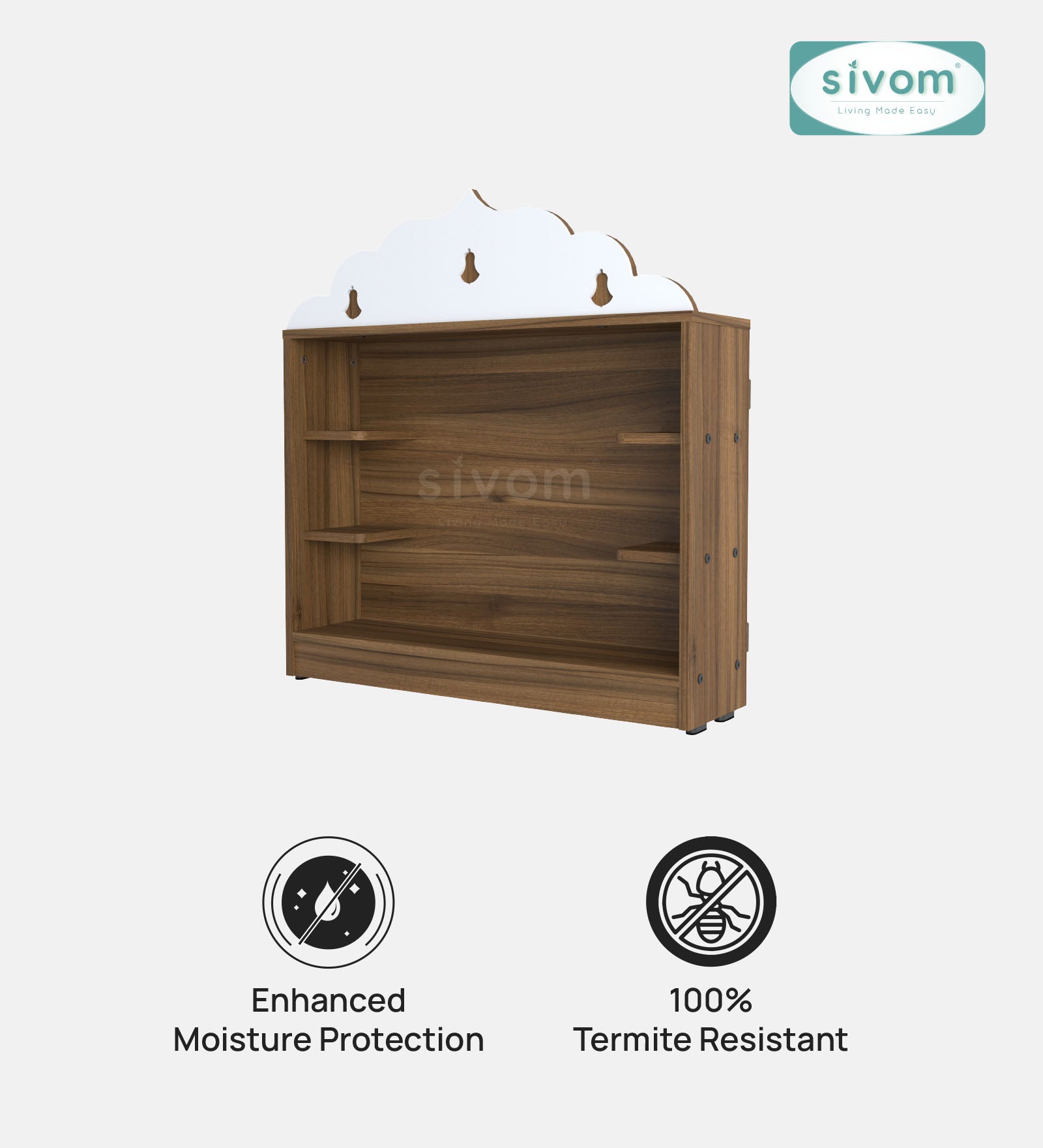 Sivom SIVOM Prime Small Home Temple/Pooja Unit/Home Mandir/ Engineered Wood Home Templefor Modern Homes | Elegant Design & Premium Finish