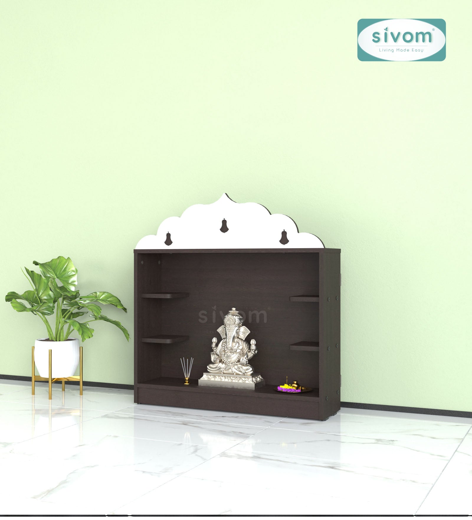 Sivom SIVOM Prime Small Home Temple/Pooja Unit/Home Mandir/ Engineered Wood Home Templefor Modern Homes | Elegant Design & Premium Finish