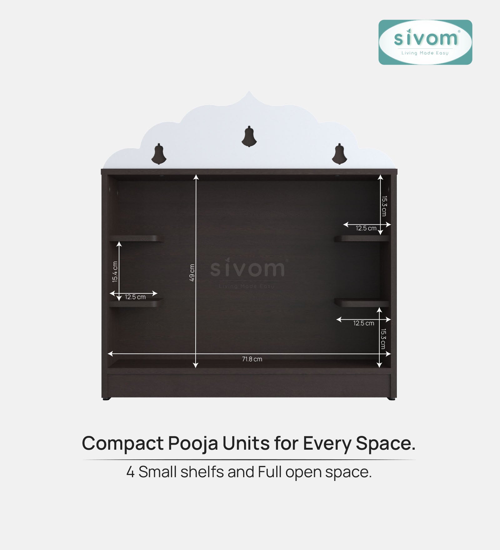 Sivom SIVOM Prime Small Home Temple/Pooja Unit/Home Mandir/ Engineered Wood Home Templefor Modern Homes | Elegant Design & Premium Finish