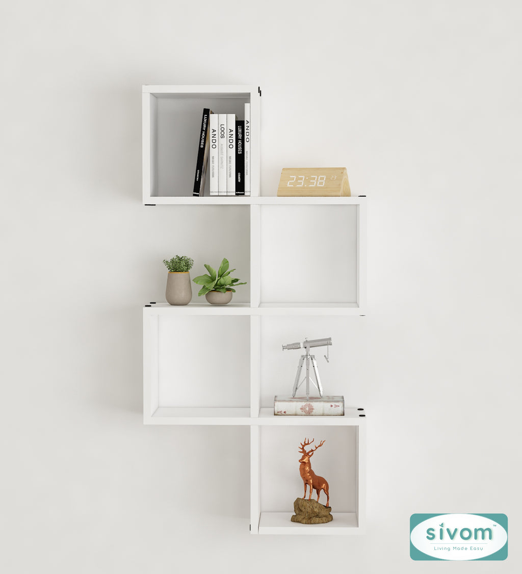 Sivom SIVOM AURA Multipurpose Modular Wall Racks/Shelves/Organiser/Décor Particle Board Wall Shelf (Number of Shelves - 7, ) for Modern Homes | Elegant Design & Premium Finish