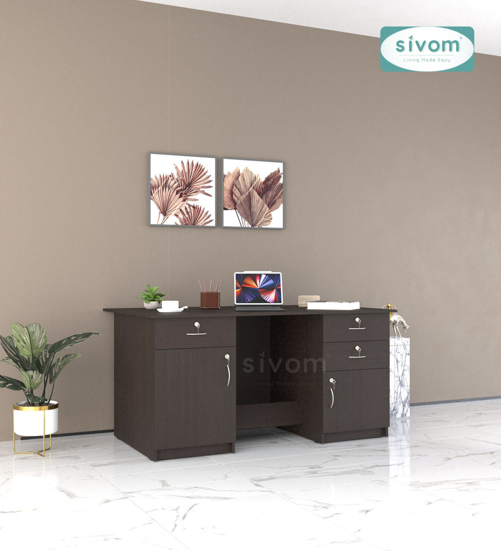 SIVOM Aurora Engineered Wood Executive Desk | Elegant Design & Premium Finish