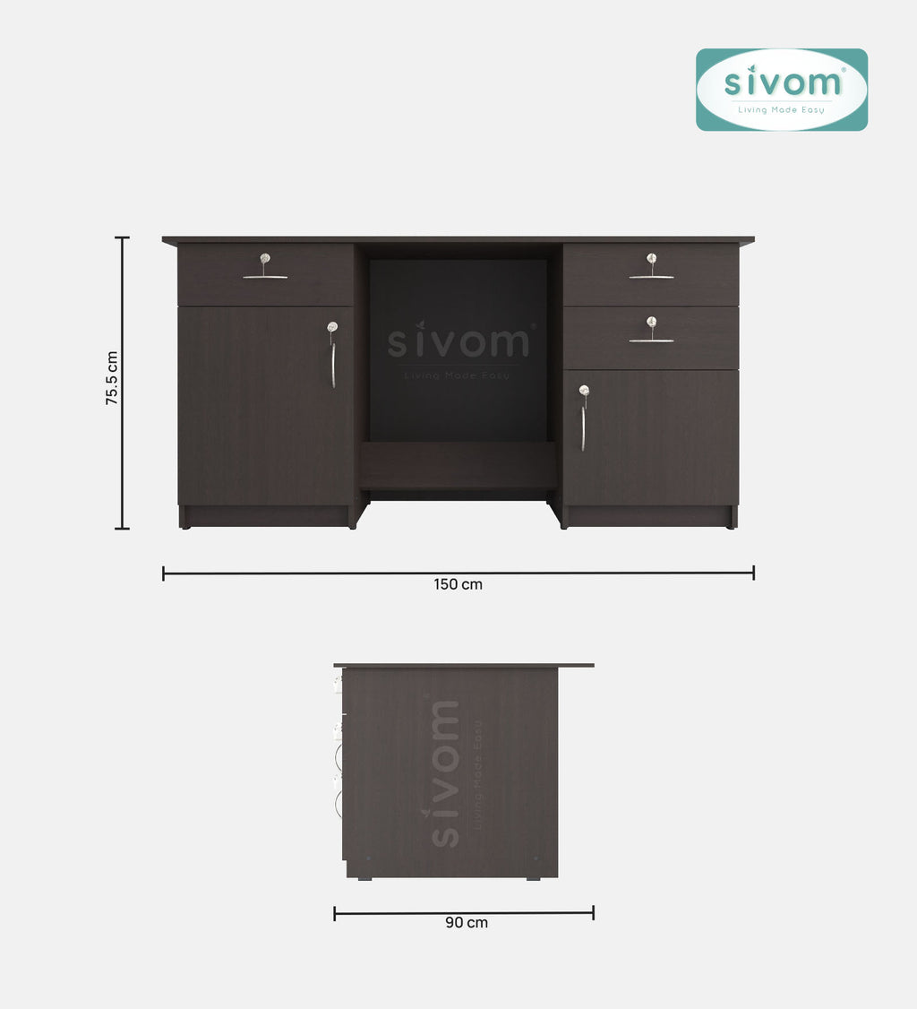 SIVOM Aurora Engineered Wood Executive Desk | Elegant Design & Premium Finish