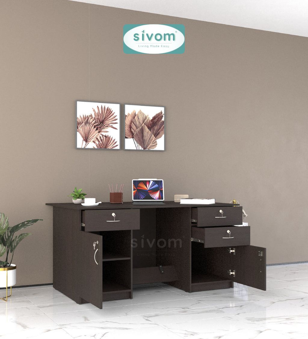 SIVOM Aurora Engineered Wood Executive Desk | Elegant Design & Premium Finish