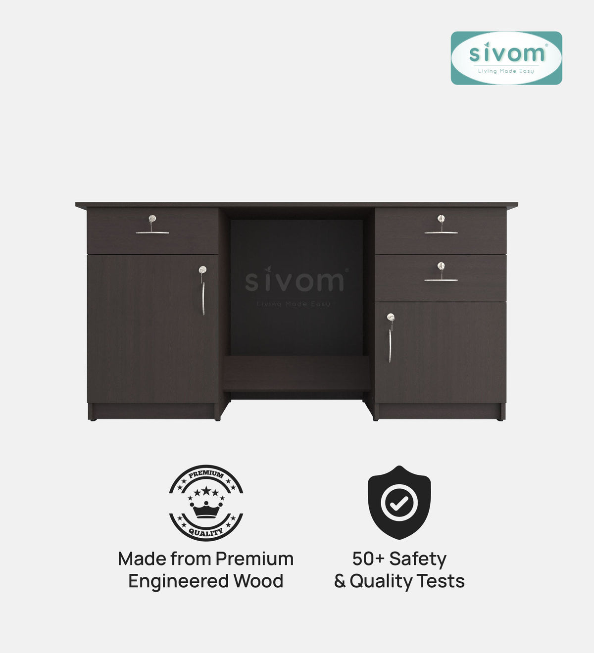 SIVOM Aurora Engineered Wood Executive Desk | Elegant Design & Premium Finish