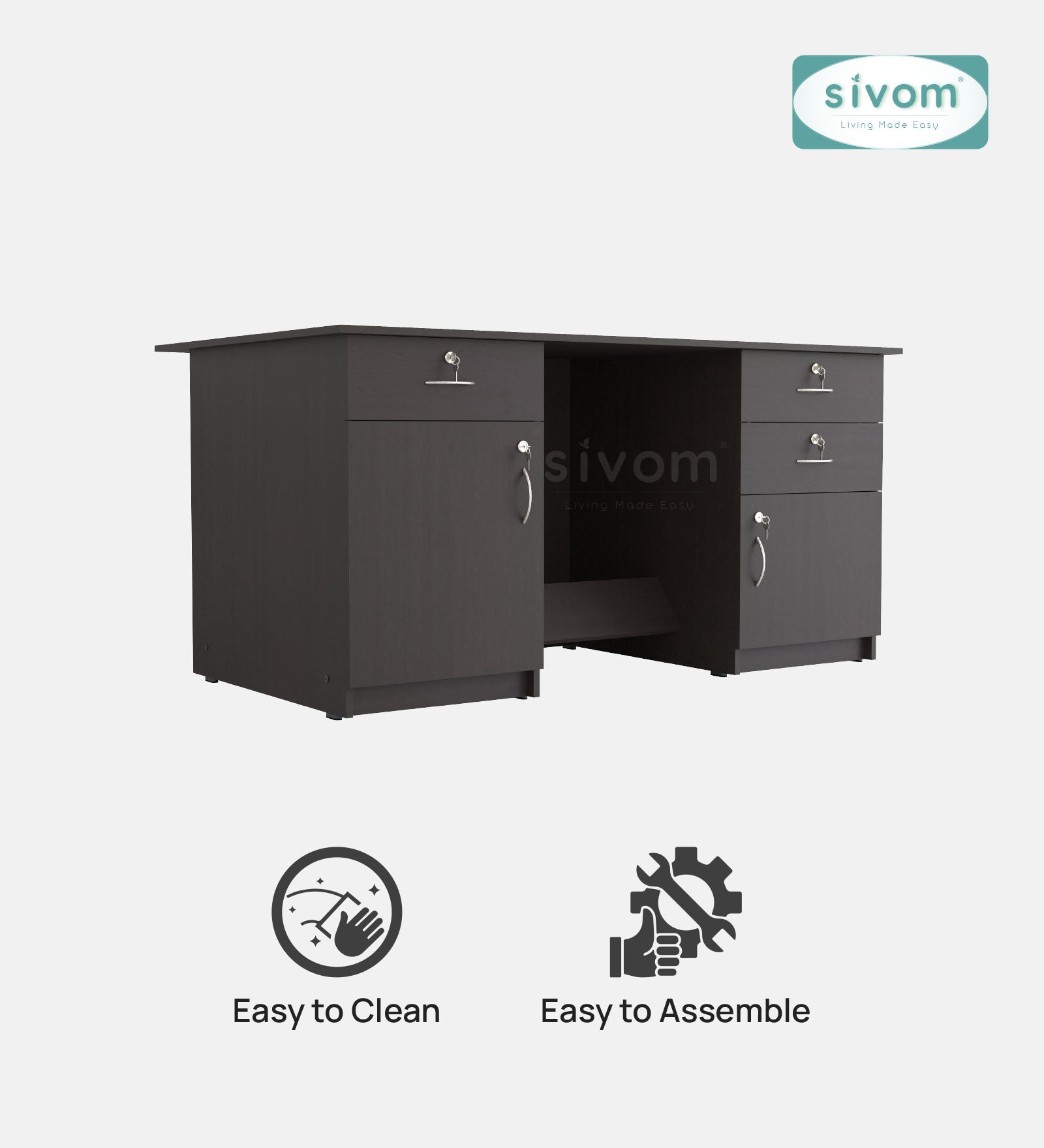 SIVOM Aurora Engineered Wood Executive Desk | Elegant Design & Premium Finish