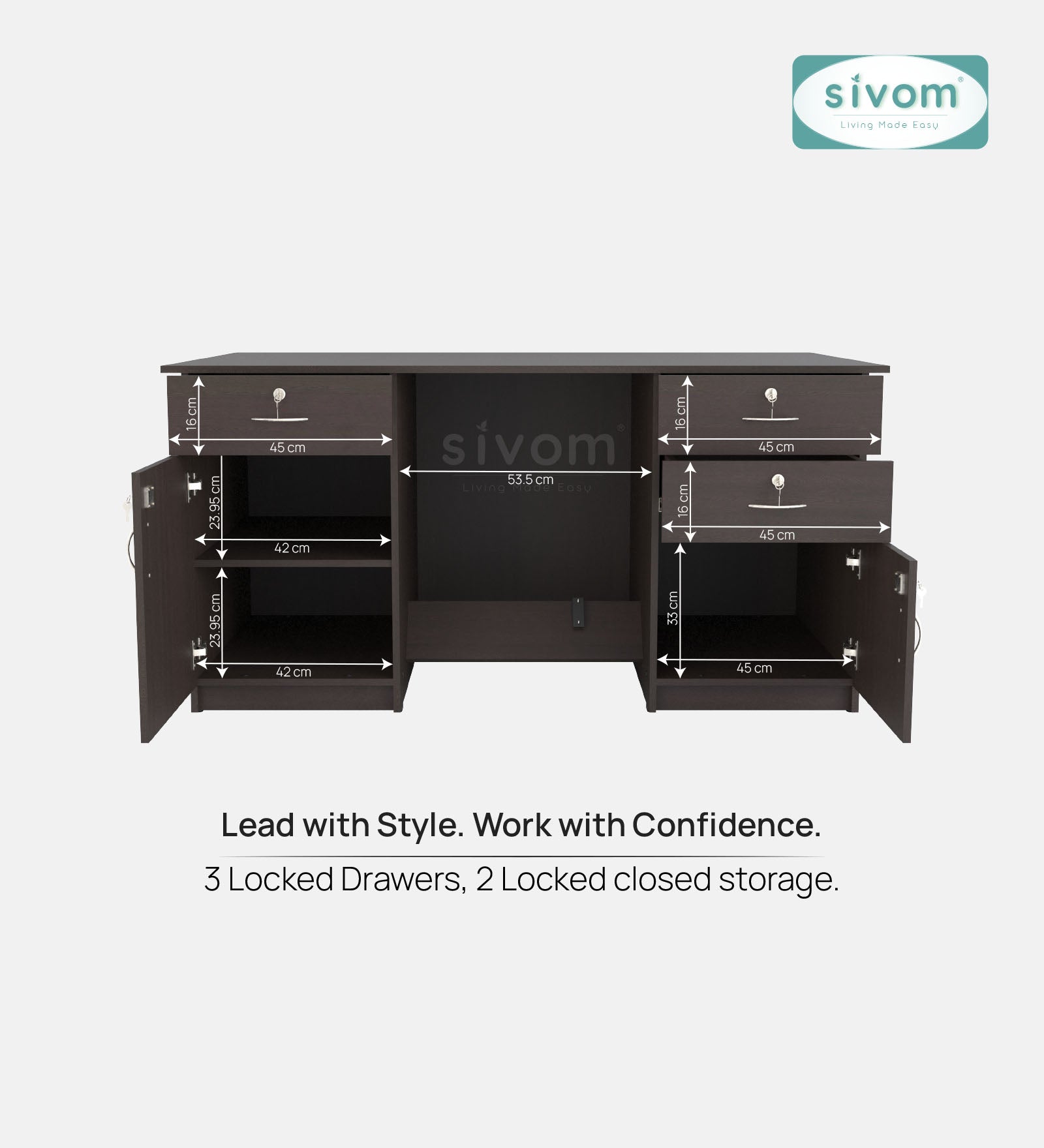 SIVOM Aurora Engineered Wood Executive Desk | Elegant Design & Premium Finish