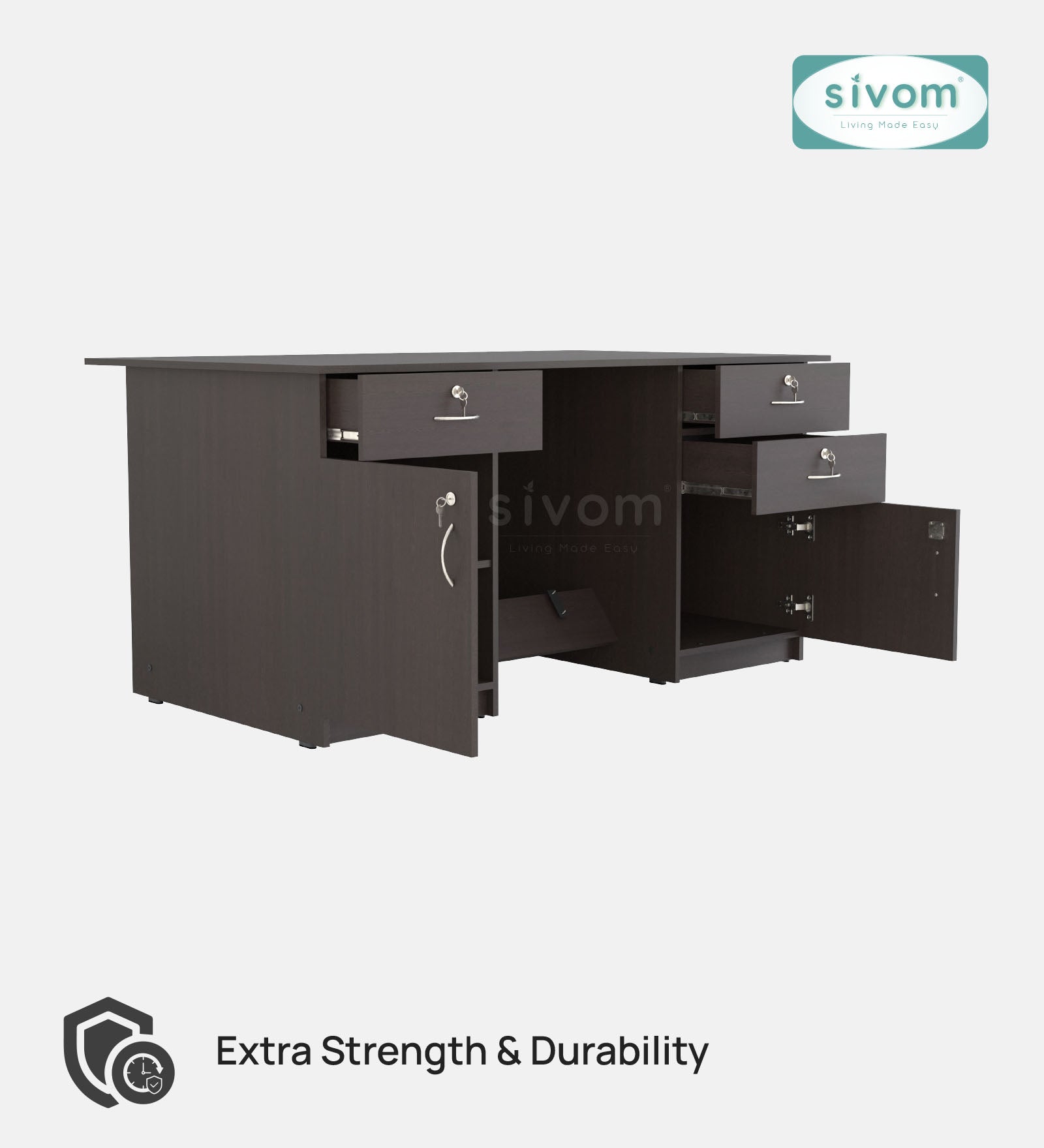SIVOM Aurora Engineered Wood Executive Desk | Elegant Design & Premium Finish