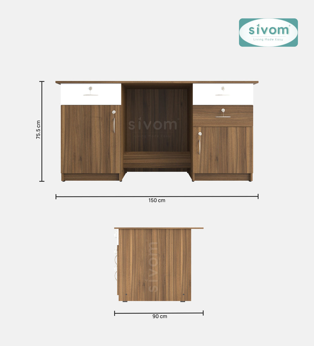 SIVOM Aurora Engineered Wood Executive Desk | Elegant Design & Premium Finish