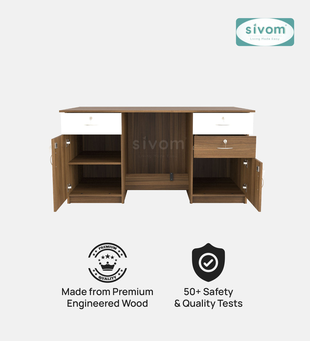 SIVOM Aurora Engineered Wood Executive Desk | Elegant Design & Premium Finish