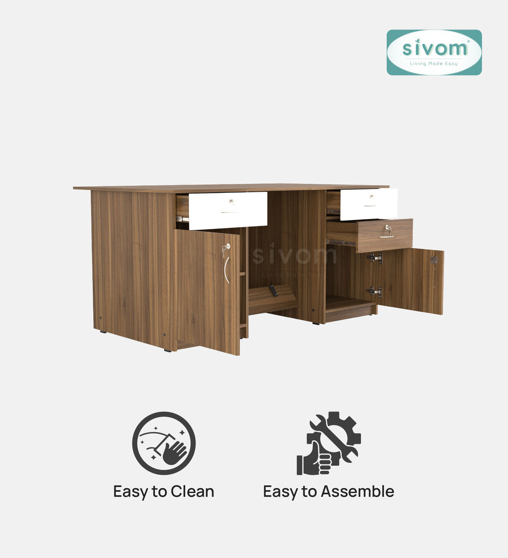 SIVOM Aurora Engineered Wood Executive Desk | Elegant Design & Premium Finish