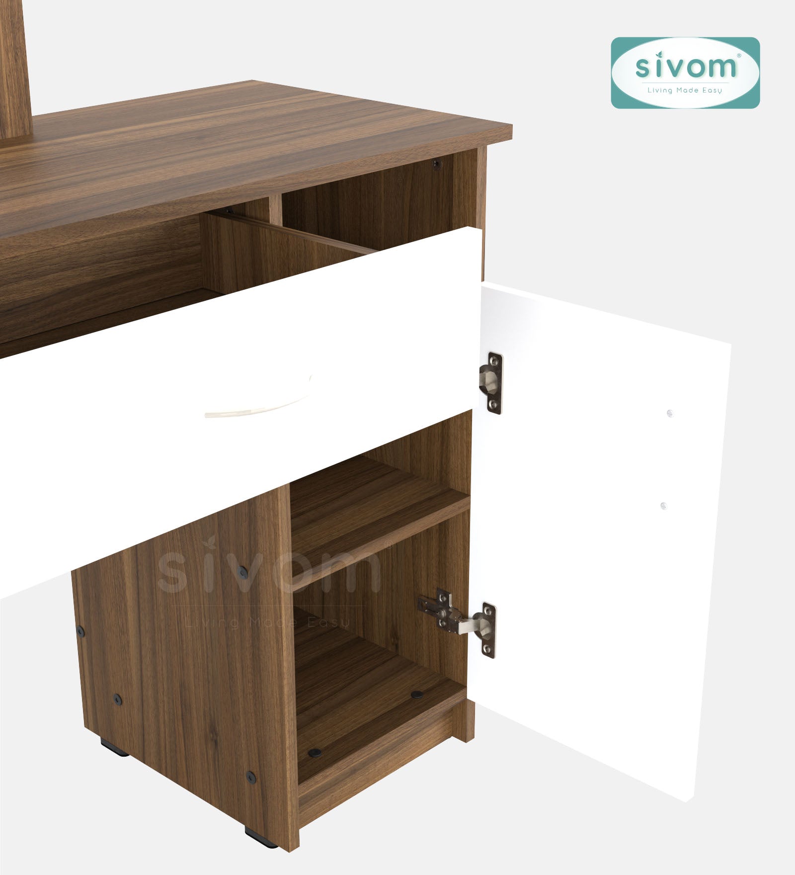 Sivom SIVOM Austin Dressing Table with Stool Engineered Wood Dressing Table for Modern Homes | Elegant Design & Premium Finish