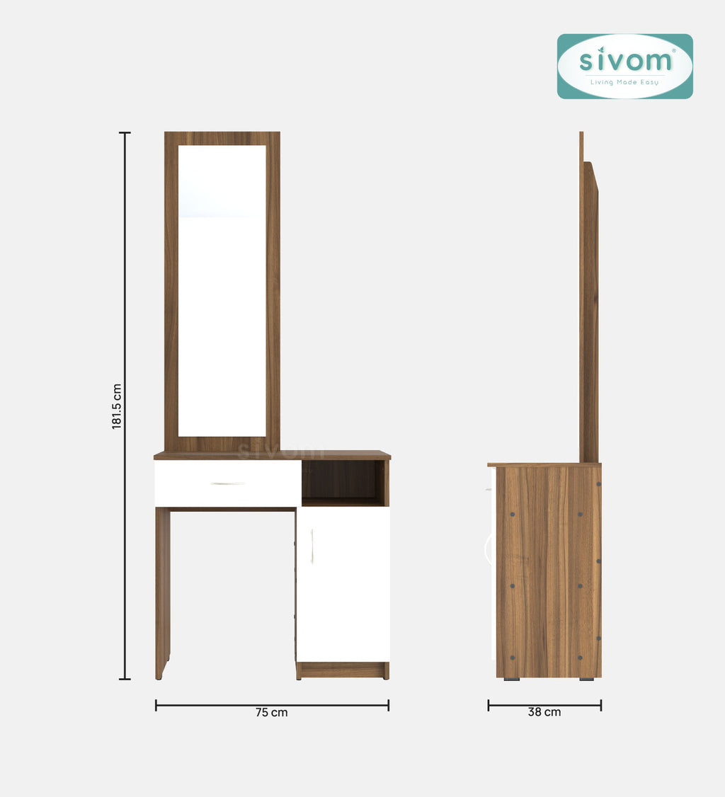 Sivom SIVOM Austin Dressing Table with Stool Engineered Wood Dressing Table for Modern Homes | Elegant Design & Premium Finish