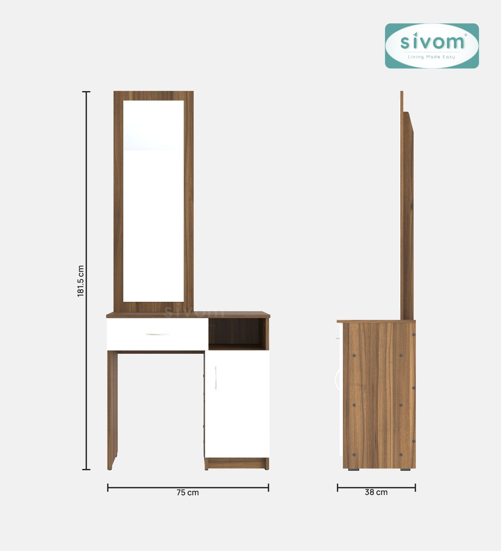 Sivom SIVOM Austin Dressing Table with Stool Engineered Wood Dressing Table for Modern Homes | Elegant Design & Premium Finish