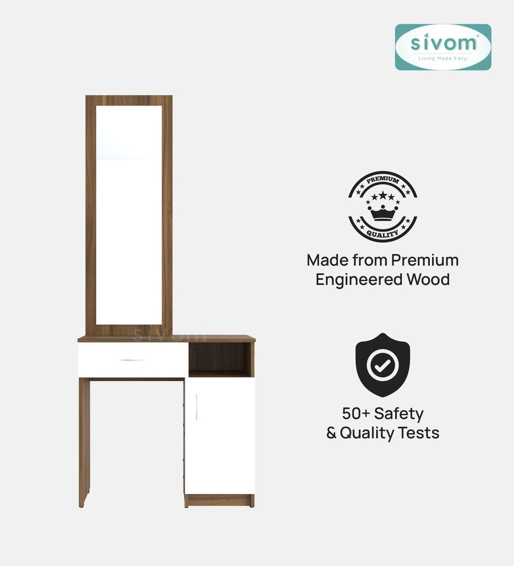 Sivom SIVOM Austin Dressing Table with Stool Engineered Wood Dressing Table for Modern Homes | Elegant Design & Premium Finish