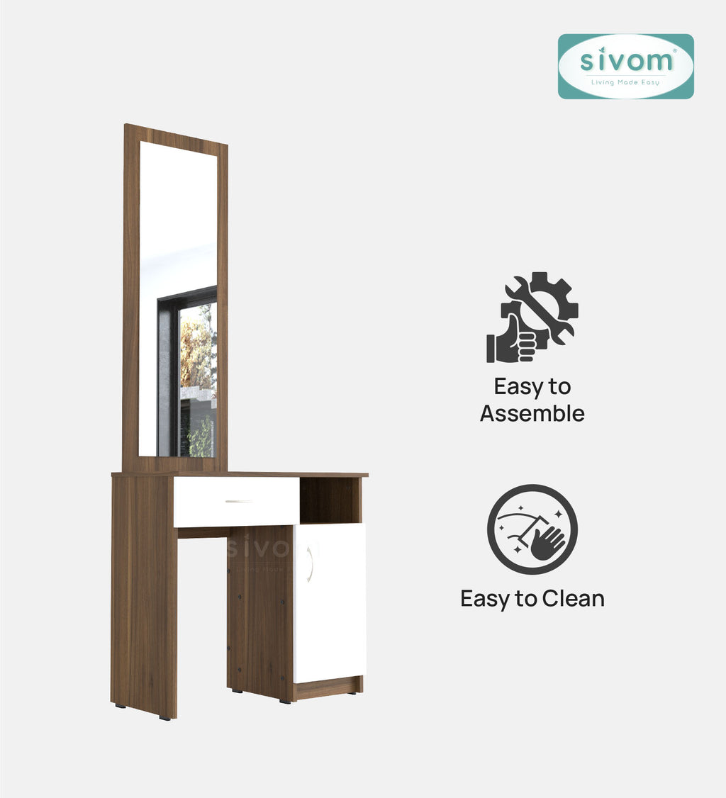 Sivom SIVOM Austin Dressing Table with Stool Engineered Wood Dressing Table for Modern Homes | Elegant Design & Premium Finish