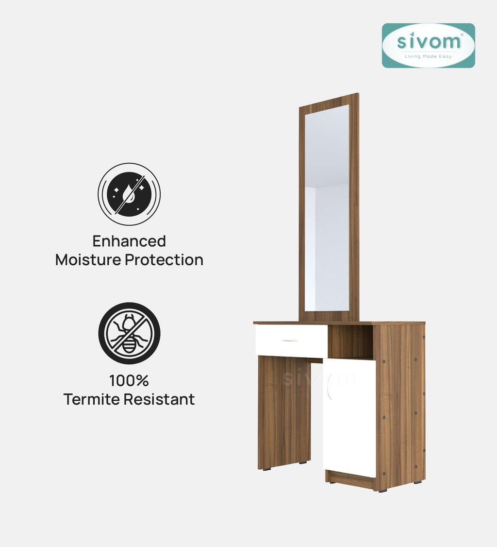 Sivom SIVOM Austin Dressing Table with Stool Engineered Wood Dressing Table for Modern Homes | Elegant Design & Premium Finish