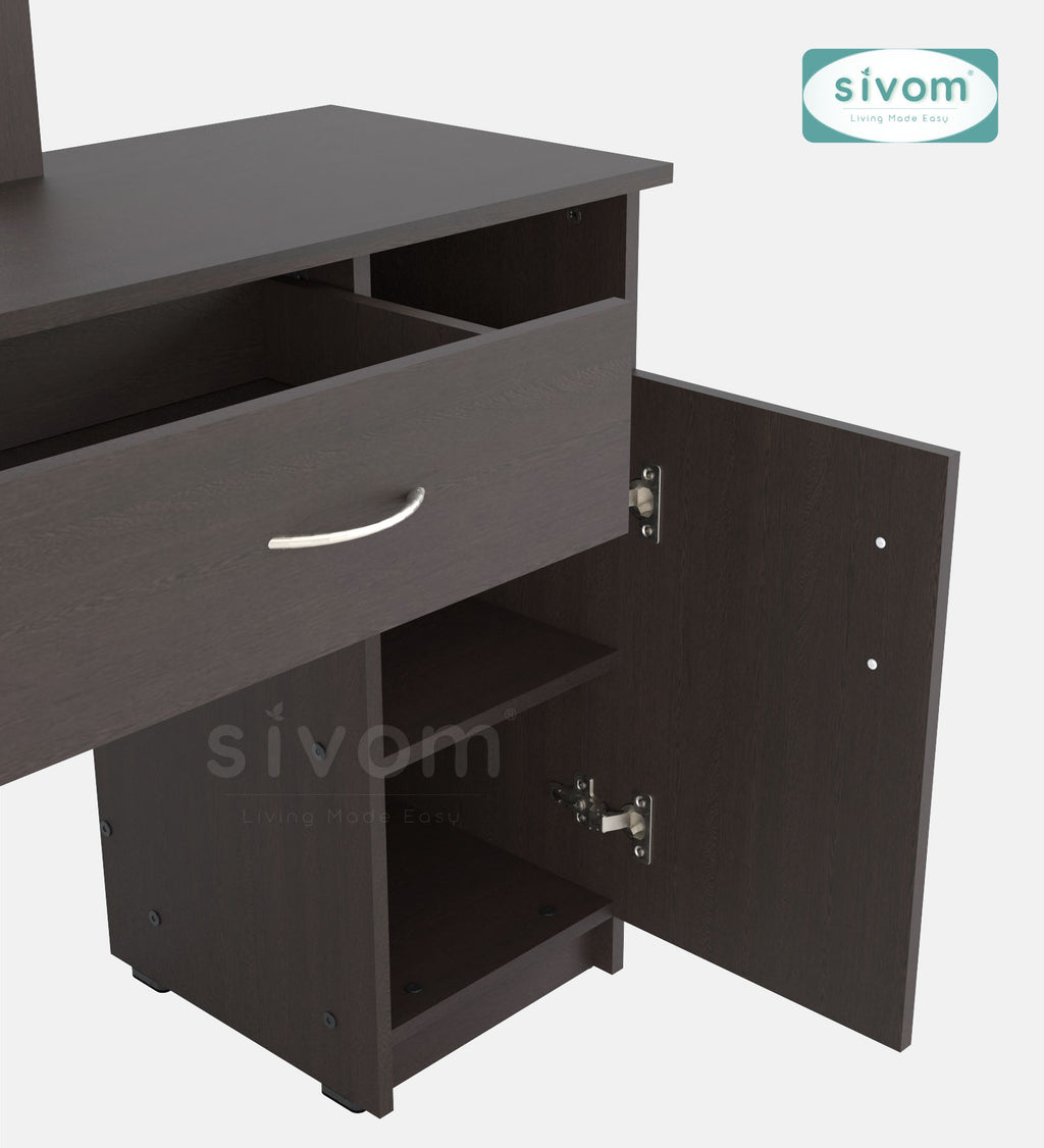 Sivom SIVOM Austin Dressing Table with Stool Engineered Wood Dressing Table for Modern Homes | Elegant Design & Premium Finish