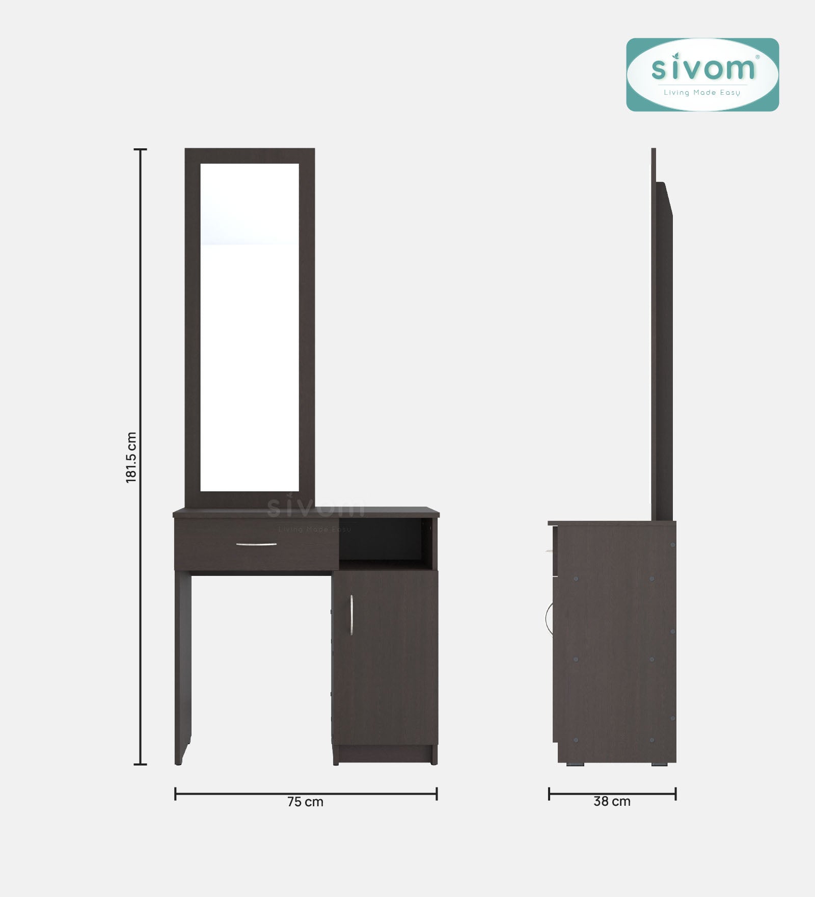 Sivom SIVOM Austin Dressing Table with Stool Engineered Wood Dressing Table for Modern Homes | Elegant Design & Premium Finish