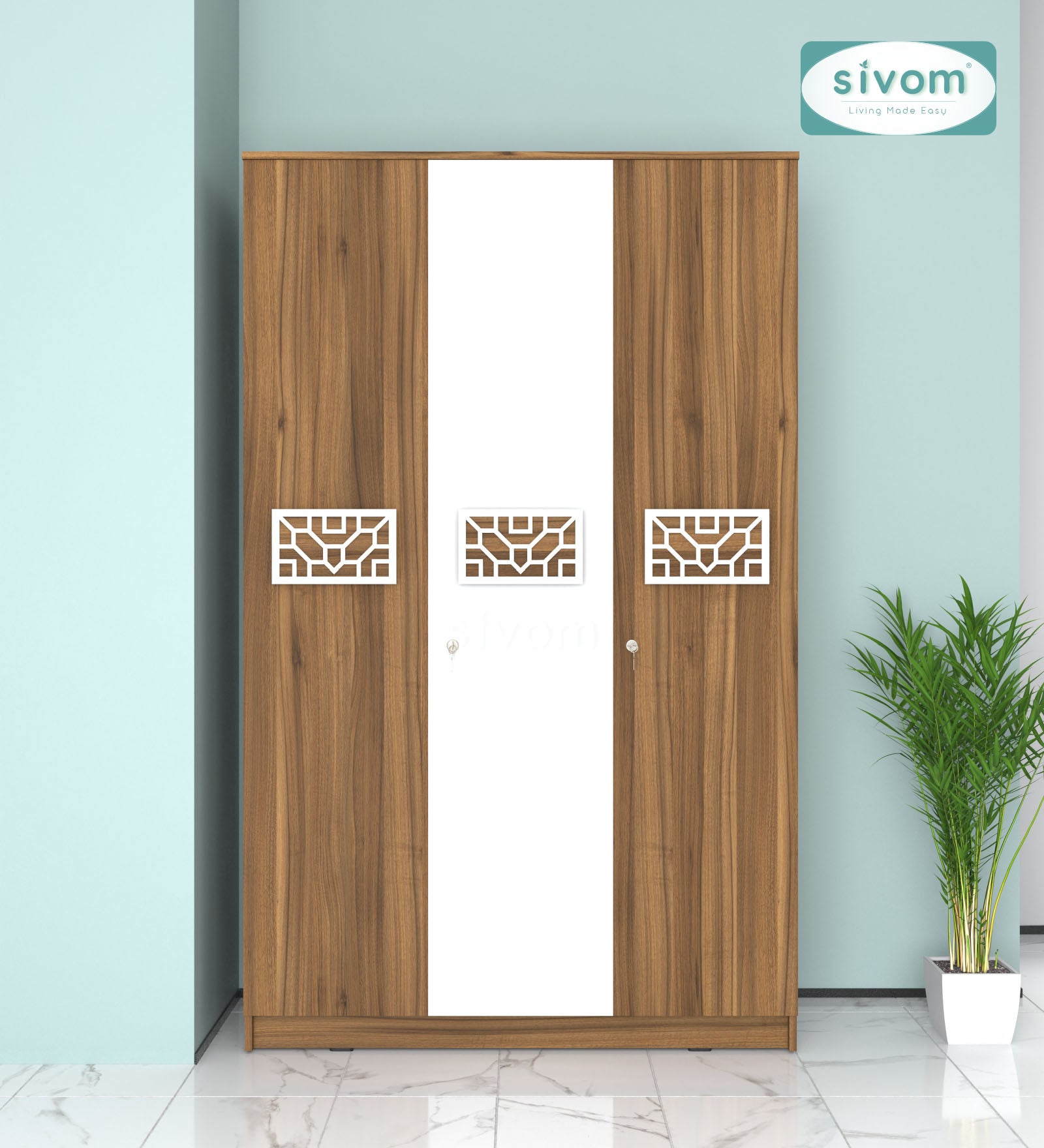 Sivom SIVOM Avant Multipurpose 3 Door Closet Engineered Wood 3 Door Wardrobe for Modern Homes | Elegant Design & Premium Finish