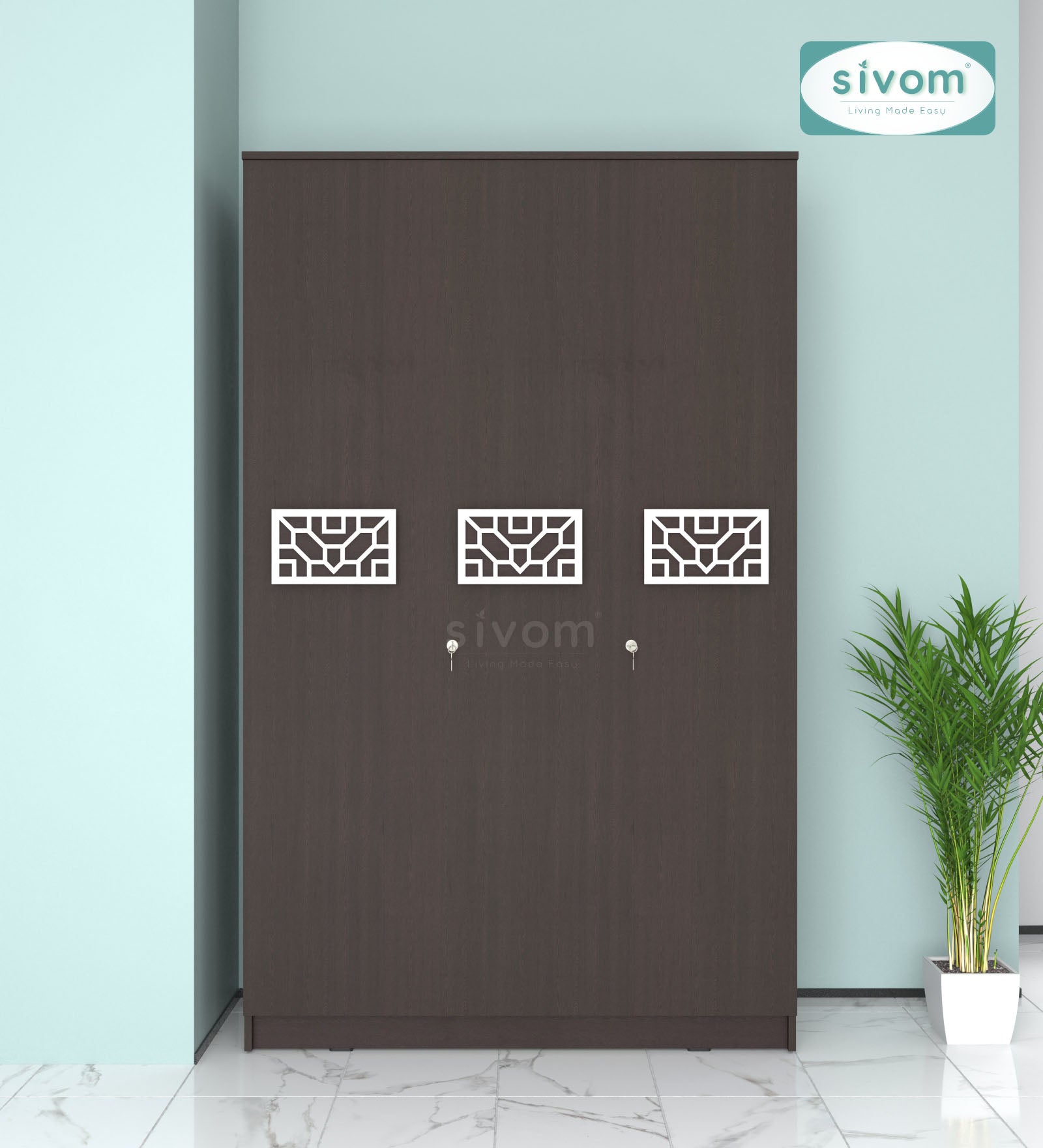 Sivom SIVOM Avant Multipurpose 3 Door Closet Engineered Wood 3 Door Wardrobe for Modern Homes | Elegant Design & Premium Finish